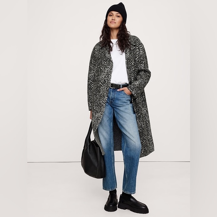 New Banana Republic Mp Oversized Merino Jacquard Coatigan